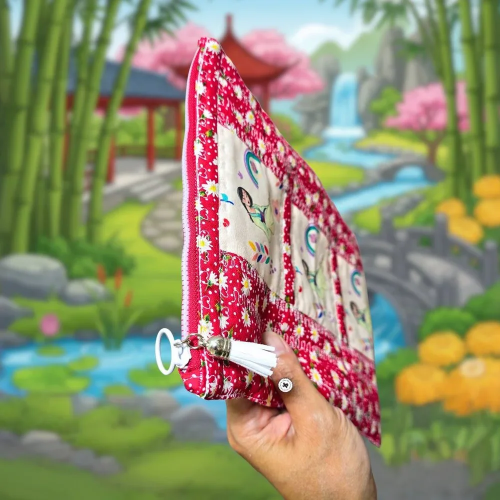 Handmade One-in-a-kind Quilted Mulan Zipper Sleeve for iPad ebook journal